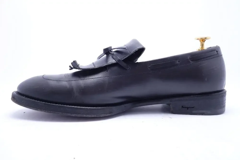 Salvatore Ferragamo Shoes Mens Size 9 D Black Kiltie Tassel Loafers Italy